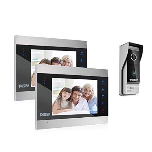 Immagine di TMEZON Videocitofono 7 pollici LCD Video Door Phone, 2x Monitor Touch Screen con 1x1200TVL citofono Campanello Telecamera Esterna Vista Notturna,Audio Bidirezionale,Supporto Registrazione/Istantanea