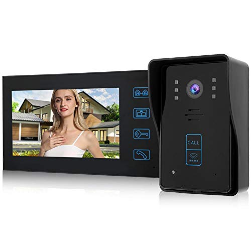 Immagine di Videocitofono Bifamiliare, Kit Campanello Video, Videocitofono con Cavo da 7 Pollici con Scheda Password, Visione Notturna, Sistema di Accesso con Telecomando 100-240 V(io)