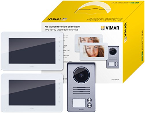 Immagine di VIMAR K40911 Kit Videocitofono Bifamiliare con Alimentatori Multispina, Bianco/Grigio