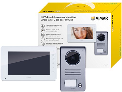 Immagine di Vimar K40910 Kit Videocitofono Monofamiliare da Parete, Grigio la Targa e Bianco Il Monitor