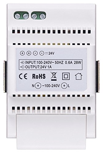 Immagine di Vimar 40103 Alimentatore per Videocitofono con Uscita 24 V, Alimentazione 100-240 V~ 50/60 Hz, Installazione su Guida DIN (60715 Th35), 3 Moduli, Bianco