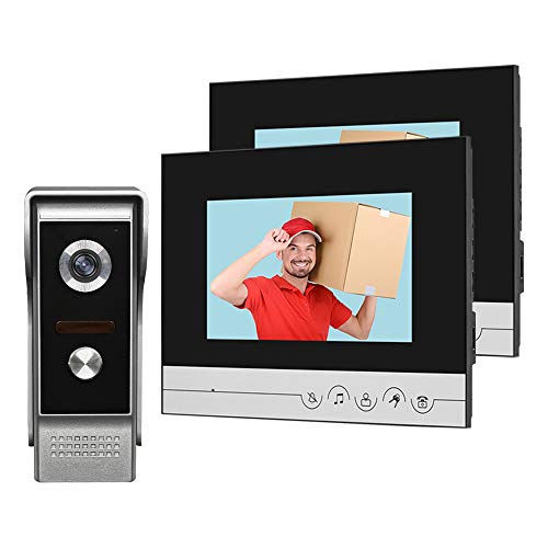 Immagine di HFeng Sistema videocitofonico 2 monitor Videocitofono 7 pollici Clear Display per campanello per la casa Videocamera Night Vision Max a 100 metri