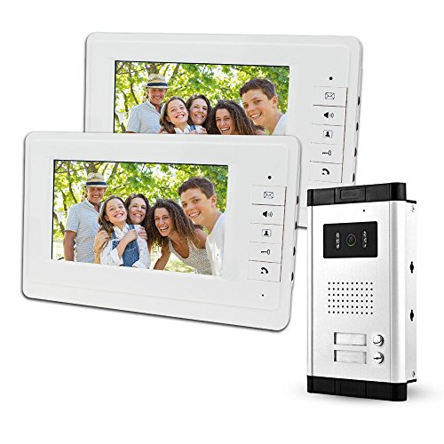 Immagine di LIBO 7"Sistema Videocitofonico Cablato 2 Monitor Due Pulsanti Chiamata con Visione Notturna, Can Control 2 Alloggiato per multi Appartamento/Famiglie