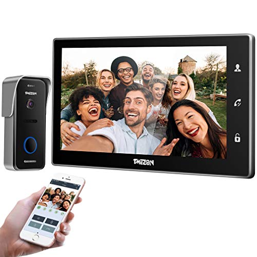 Immagine di TMEZON IP Videocitofono Intercom nero,10 pollici IP wifi Monitor Citofoni Touch Screen,720P Campanello Telecamera cablata Visore notturno,conversazione/visualizzazione,smartphone Sblocco remoto